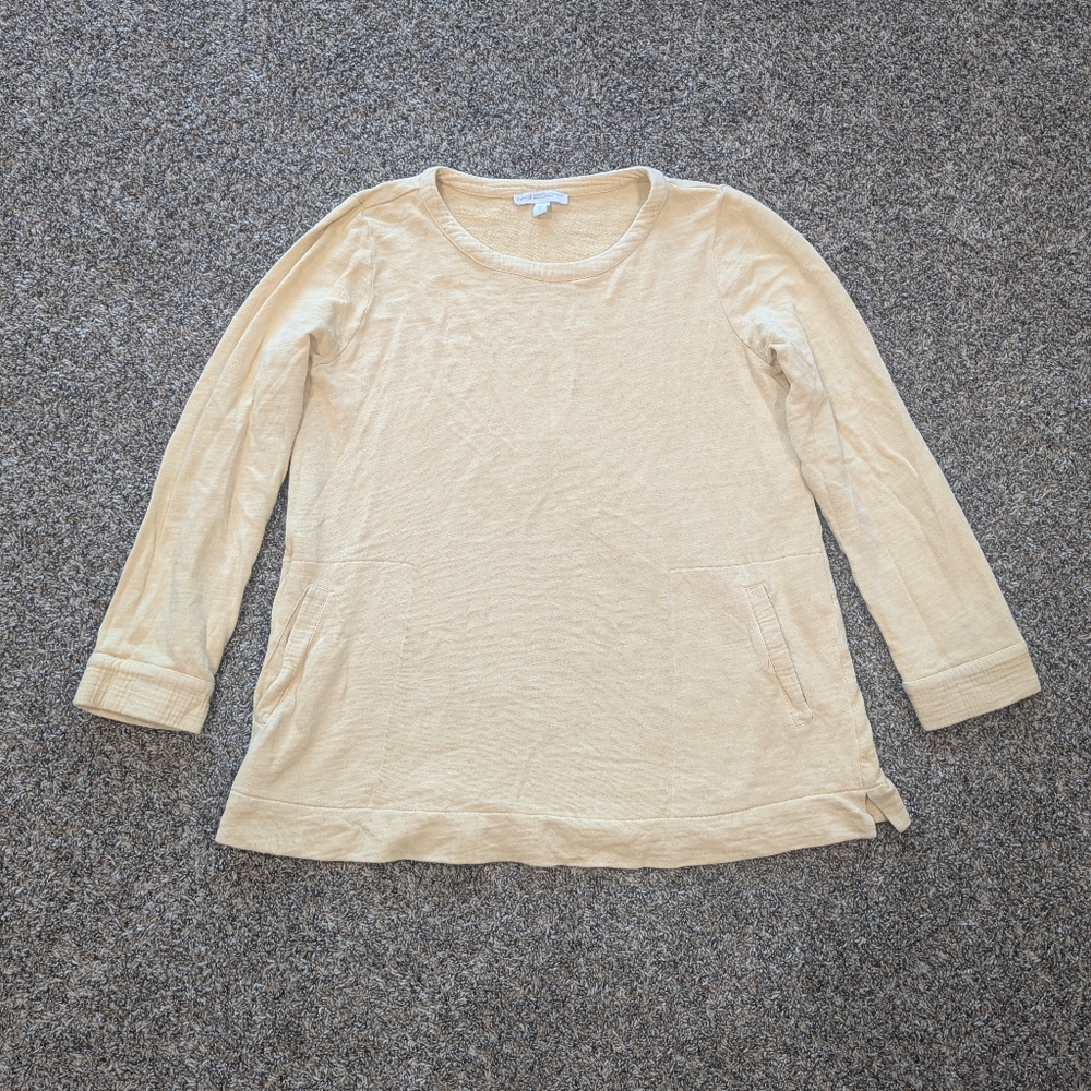Pure Jill J Jill 100% Organic Cotton Shirt Size Medium Light Butter Yellow